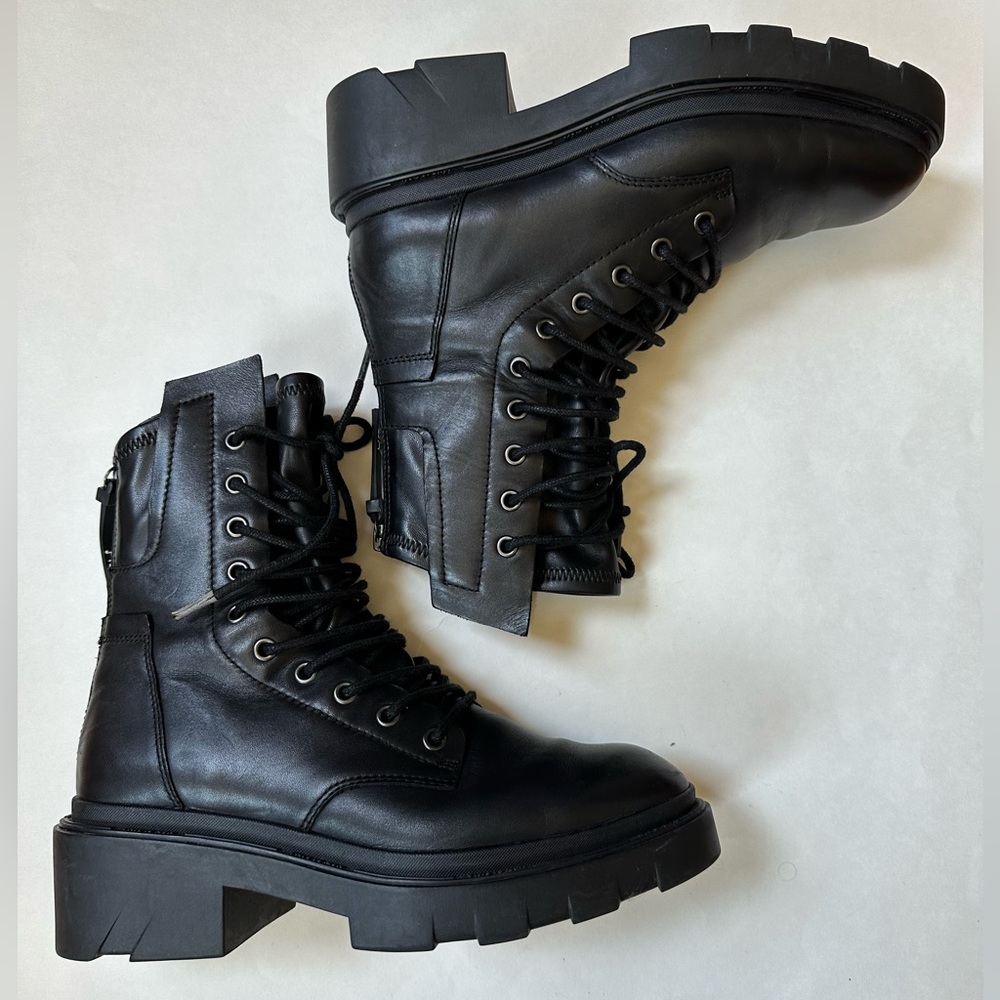 ASH Madness Maddox leather combat boots size 8.5 or 39 zip up lace